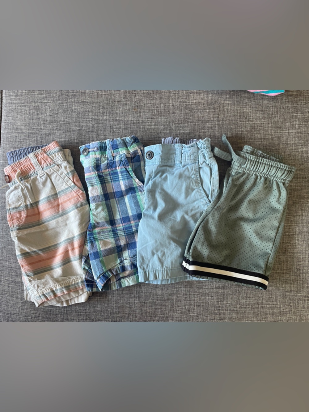 OshKosh B'gosh Pastel & Plaid Boys Shorts Set - Light Blue, Green, Coral